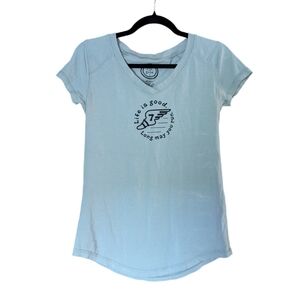 Life Is Good Running Gray V Neck Tshirt Size Women's S